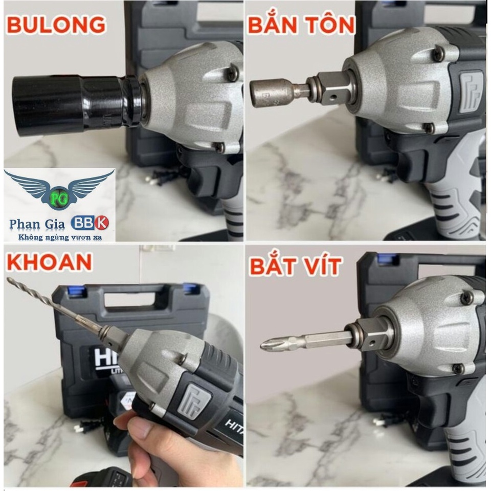 Thân máy siết bulong, vặn bulong bắt vít không than, 2 trong 1