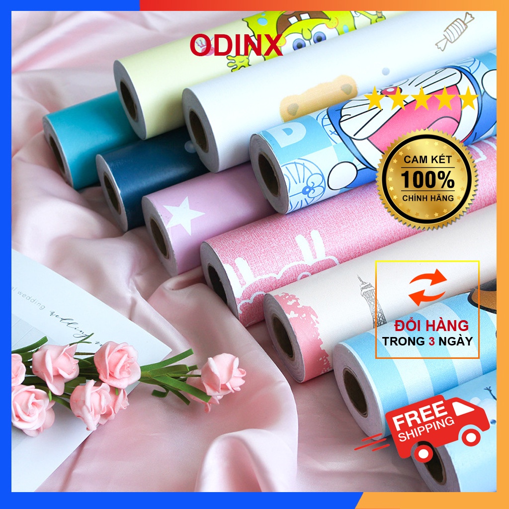Giấy Dán Tường Doremon Có Keo Sẵn Cuộn 10m Phòng Ngủ Đẹp Chống Thấm Nước ODINX