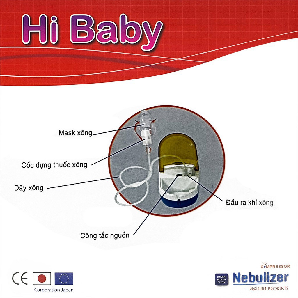 Máy Xông Hút Mũi 2 Trong 1 Hi Baby cho bé, hỗ trợ làm giảm viêm phổi, viêm phế quản, viêm xoang chuyên dụng cho trẻ em