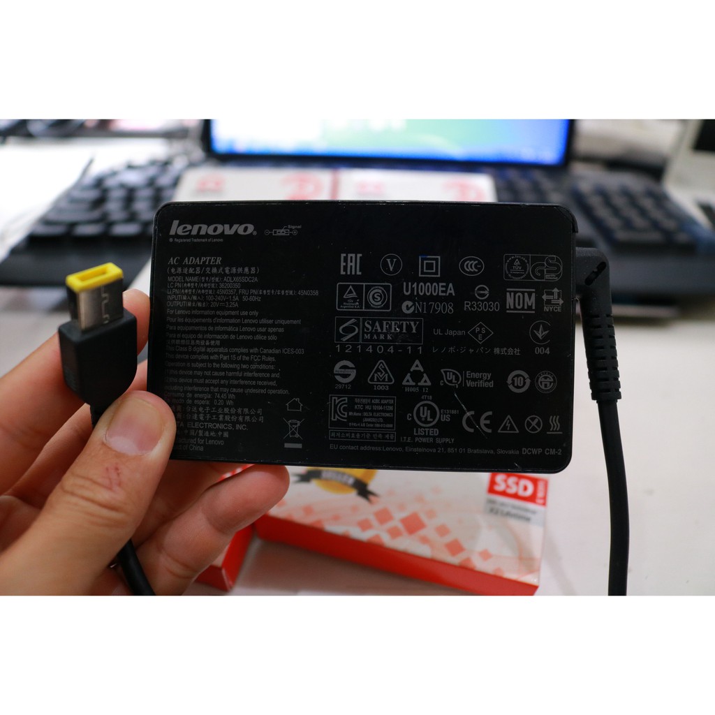 Adapter Lenovo 65w Slim (20v-3,25A) đầu vuông