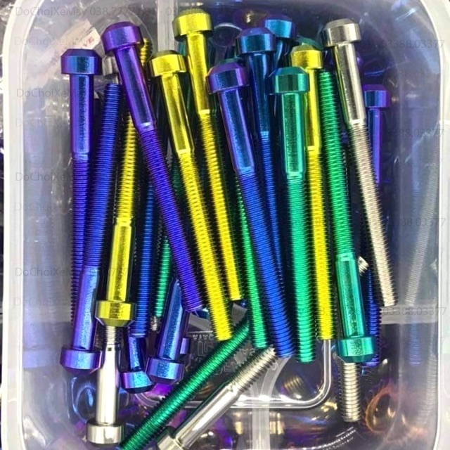 Ốc titanium GR5 đầu trụ kích thước 6li60 , 6li70 , 6li80 , 6li90 DoChoiXeMay