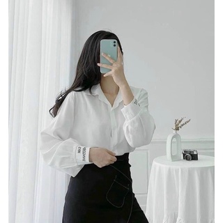 Áo sơ mi nữ trắng chất tơ lụa siêu xinh