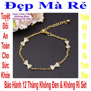 Lắc chân cho bé gái họa tiết nơ đá với hạt châu xinh xắn - An toàn cho trẻ - Cam kết 1 đổi 1 nếu đen gỉ sét