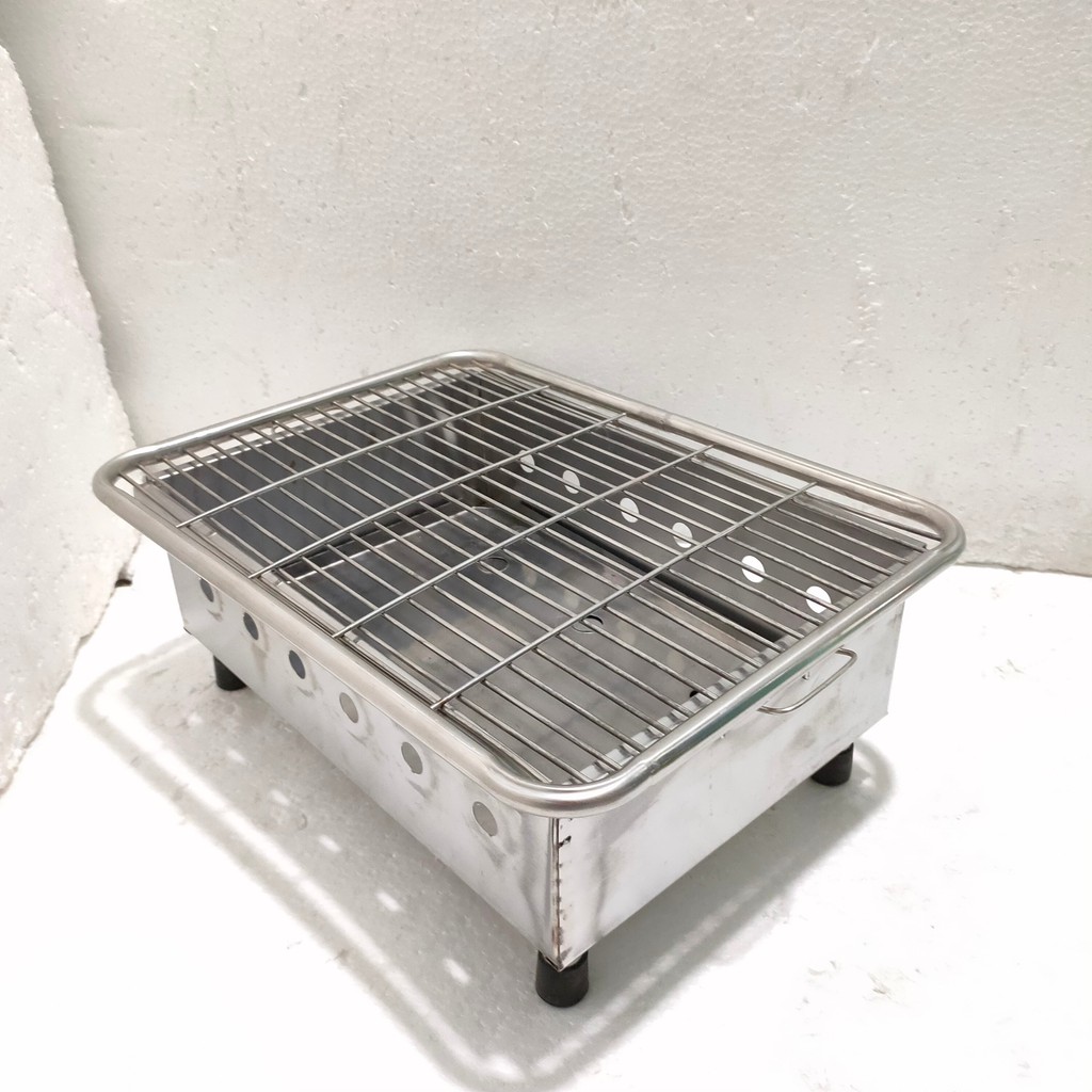 Lò Nướng Than Inox Có Chân Thấp LN022I - KT 36x26x15cm