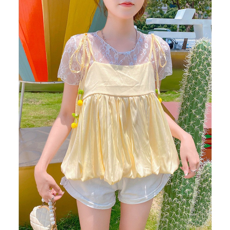 Áo hai dây IELGY dáng ngắn mỏng đơn giản trẻ trung cho nữ