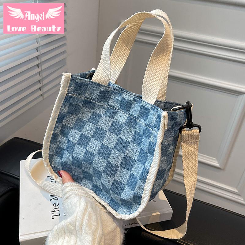 Angel~ [Hàng Có Sẵn] Túi Đựng Mỹ Phẩm Cỡ Nhỏ Phong Cách Nhật Bản Chất Denim Dễ Phối Đồ Thời Trang Mùa Thu Cho Nữ