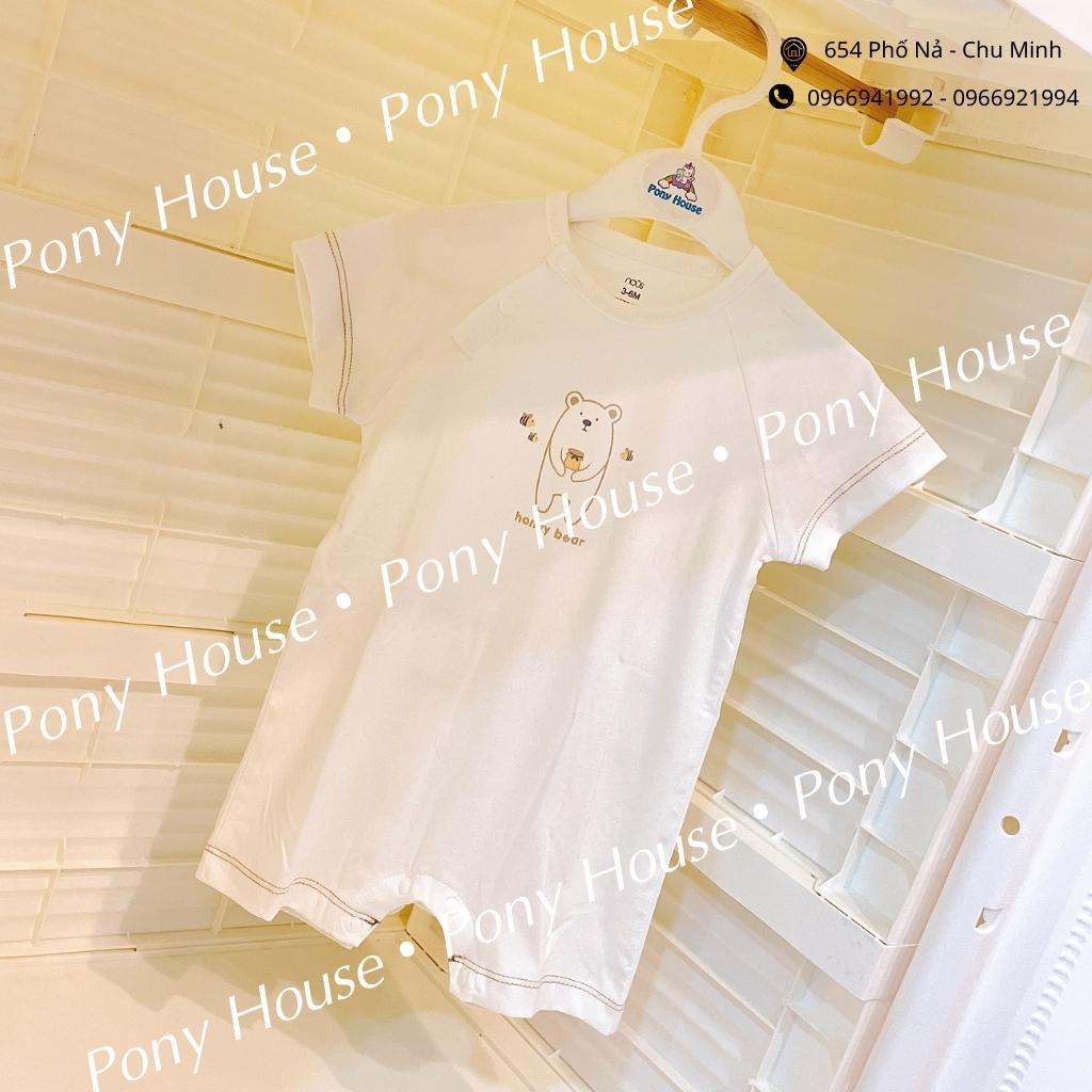 Body Cộc Nous Trắng Hình Gấu Chất Liệu Nu Petit Size Cho Bé Từ 3-6 Tháng Đến 9-12 Tháng