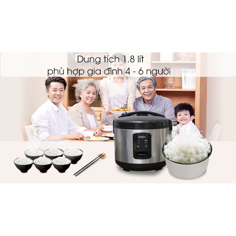 Nồi cơm delites 1,8l cho 4-6 người ăn