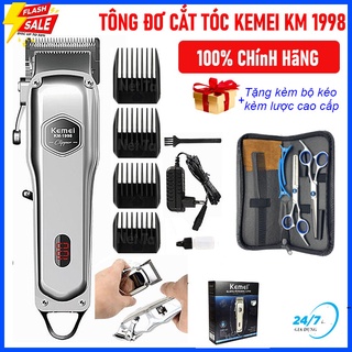 Tông đơ cắt tóc cao cấp kemei 1998, tăng đơ hớt tóc chuyên nghiệp không dây tiện lợi
