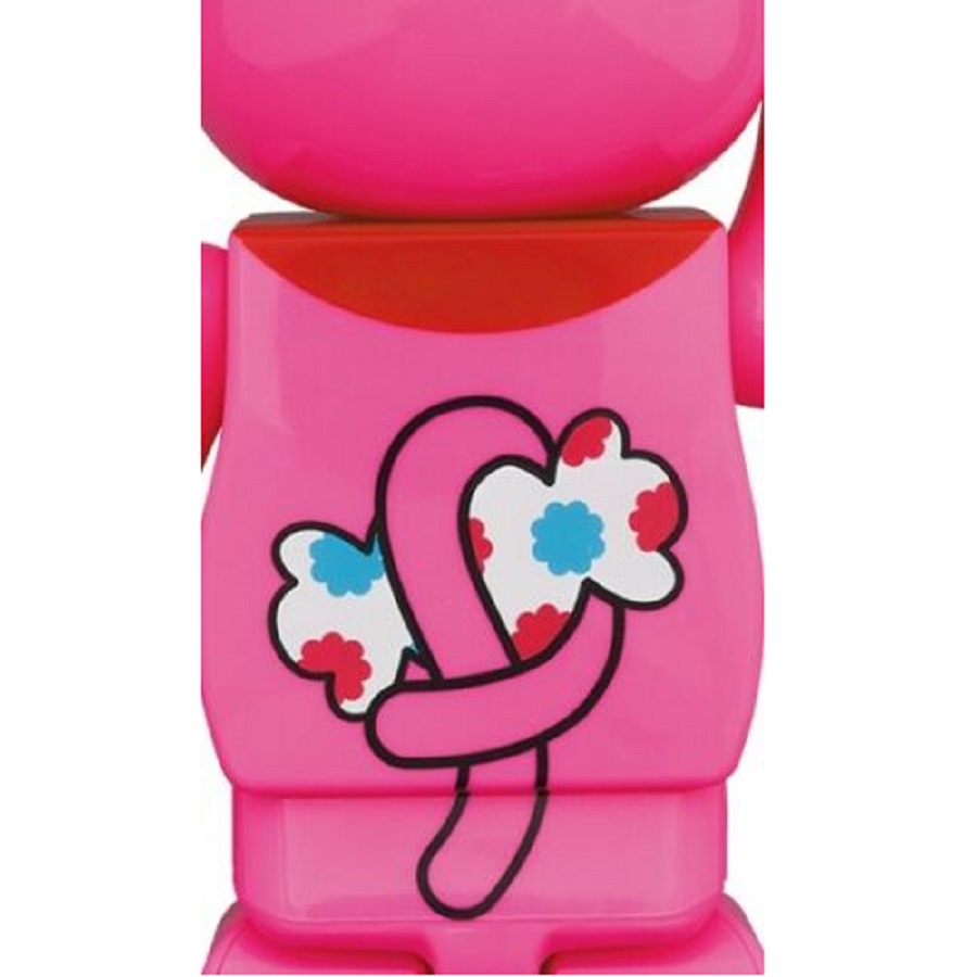 Mô hình trưng bày gấu decor Bearbrick Maneki Neko Peko-chan Flurescent Pink 100% &amp; 400%