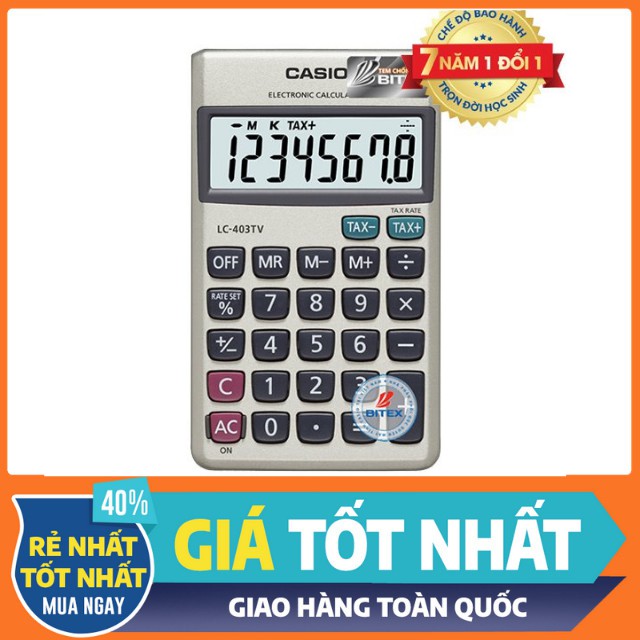 Máy Tính Bỏ Túi Mini Casio LC-403- Nhập Khẩu Chính Hãng- Màn Hình Lớn Dễ Dàng Đọc Dữ Liệu