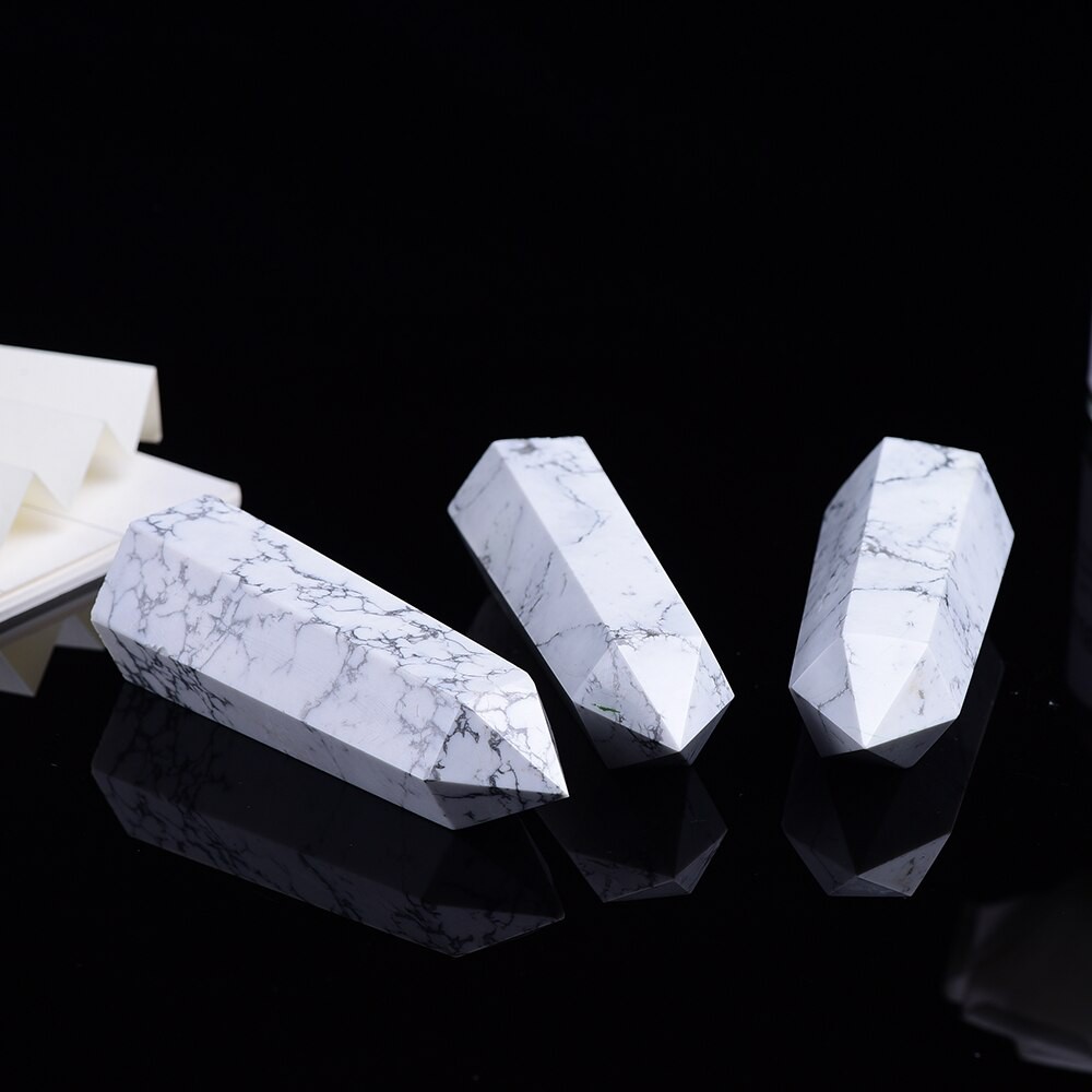 Trụ đá thanh tẩy white turquoise howlite