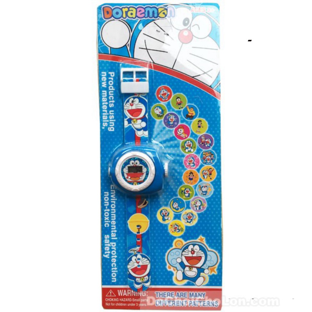 Vỉ đồ chơi đồng hồ Doraemon chiếu hình ảnh lên tường