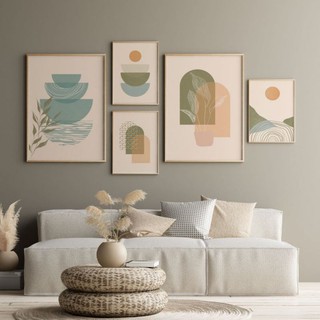Bộ 5 tranh treo tường phòng khách, tranh decor có tặng đinh treo tường.