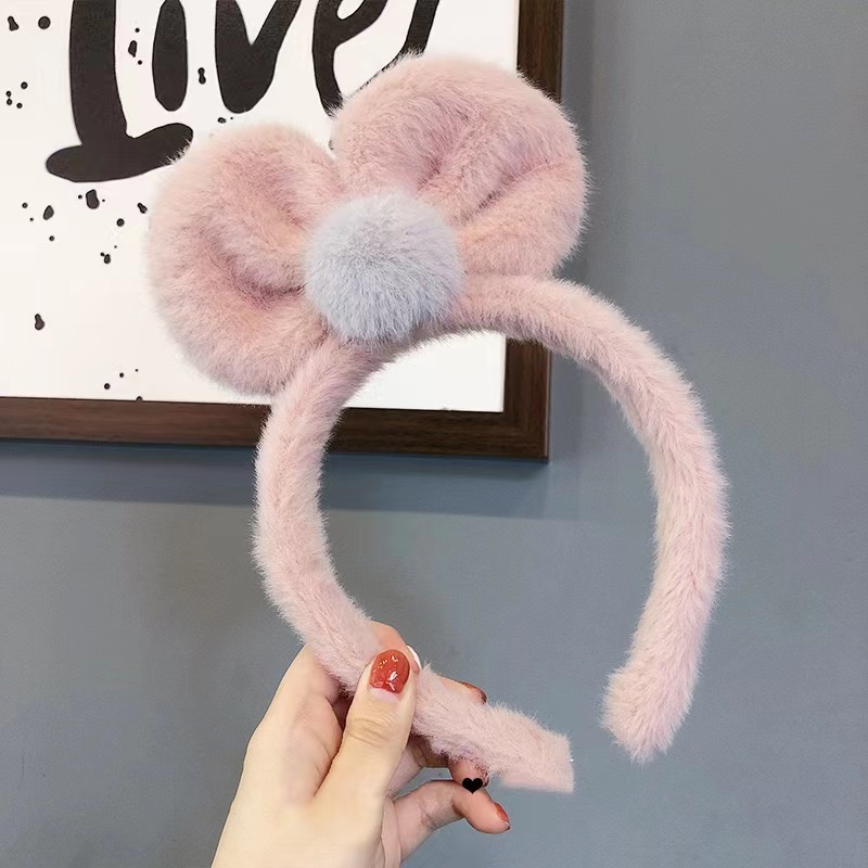 Băng Đô Cài Tóc Phối Lông Phong Cách Hàn Quốc Xinh Xắn Cho Nữ