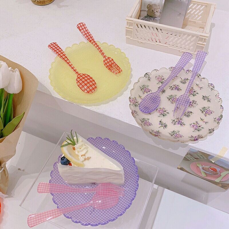 SET ĐĨA MUỖNG NĨA CARO HOA VINTAGE
