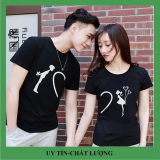Áo thun đôi in hình trái tim ghép, vải đẹp hình in rõ nét.Áo đôi nam nữ tình yêu đẹp giá rẻ.TT12