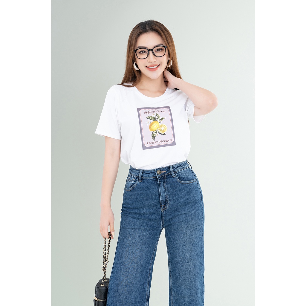 Áo phông in hình quả chanh chất liệu Cotton Compact form vừa LOZA - PT502059