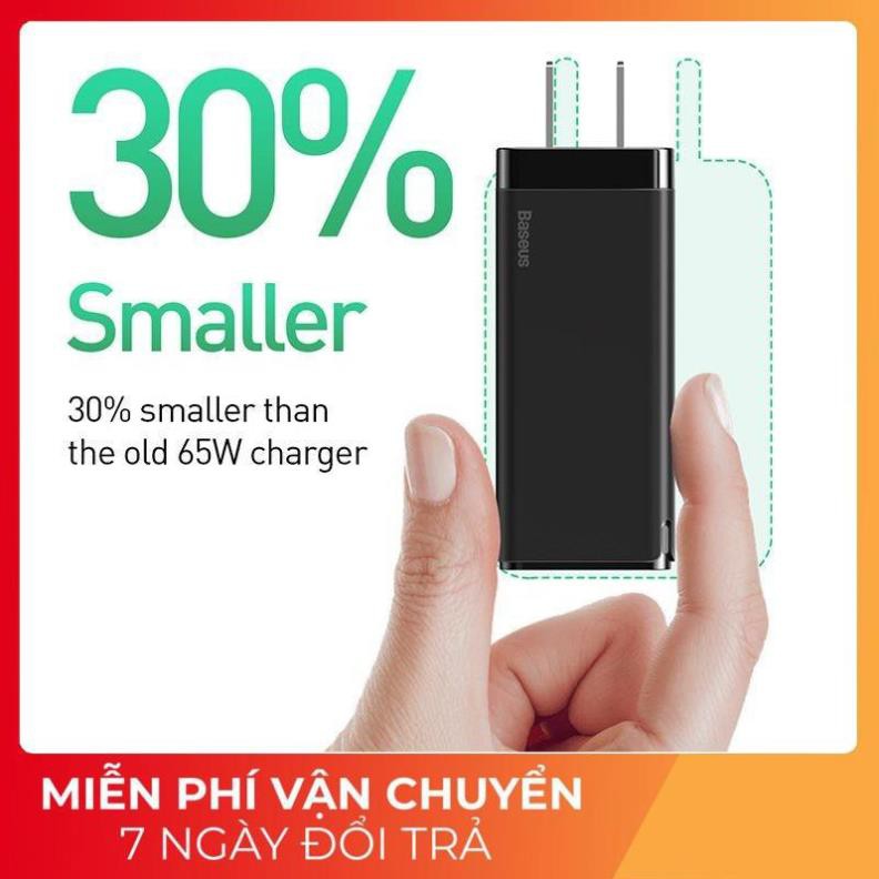 Adapter củ cóc sạc nhanh 65W đa năng 1 cổng sạc USB và 2 PD Type-C hiệu Baseus Mini GaN Travel - Hàng chính hãng