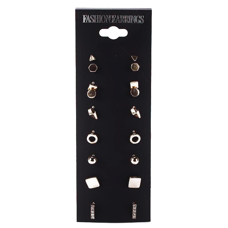 Set 9 đôi khuyên tai kim loại đủ kiểu thời trang