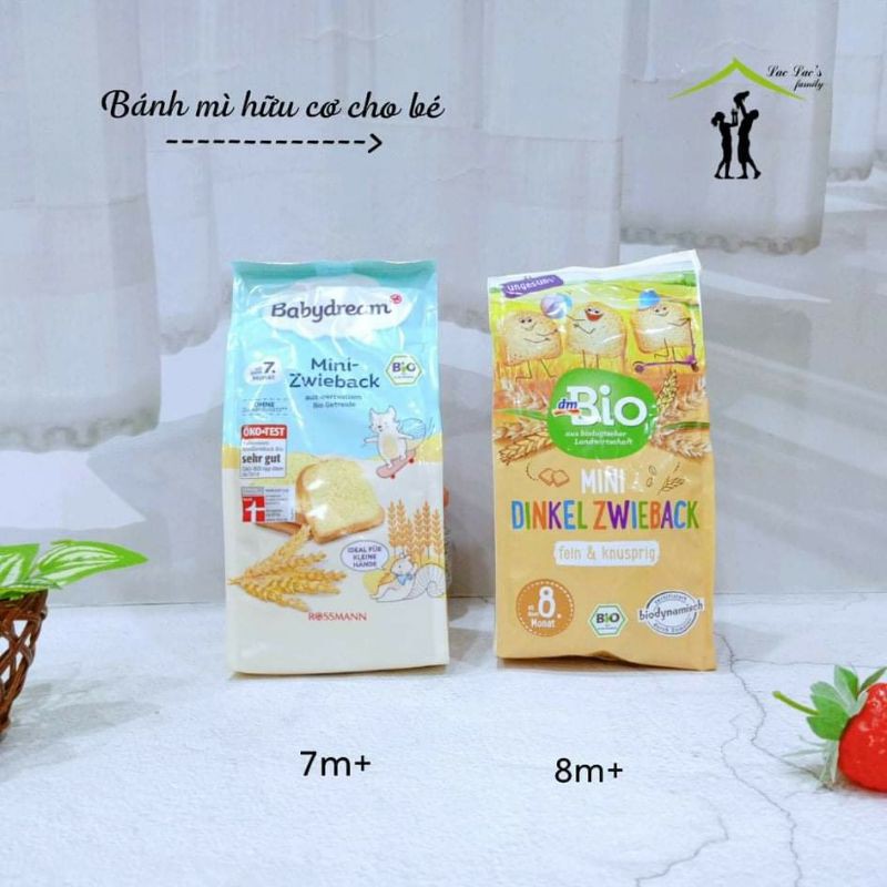 [BABYDREAM] Bánh mì khô hữu cơ cho bé ăn dặm từ 7 tháng tuổi, gói 100gr