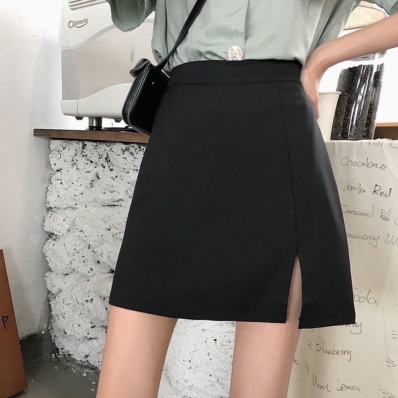 Chân váy chữ A xẻ ngắn kèm quần trong. Chân váy công sở lưng cao xẻ tà màu trơn dễ phối đồ trẻ trung thanh lịch CV06 | BigBuy360 - bigbuy360.vn
