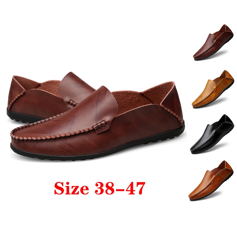 Giày Lười Bằng Da Bò Dùng Cho Nam Có 4 Màu Thời Trang # Murah # Kích Thước 38-47 #