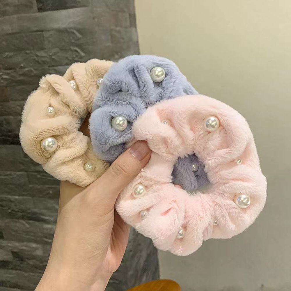 Dây Cột Tóc Thỏ Bông Đính Ngọc Trai Phong Cách Hàn Quốc Cho Nữ