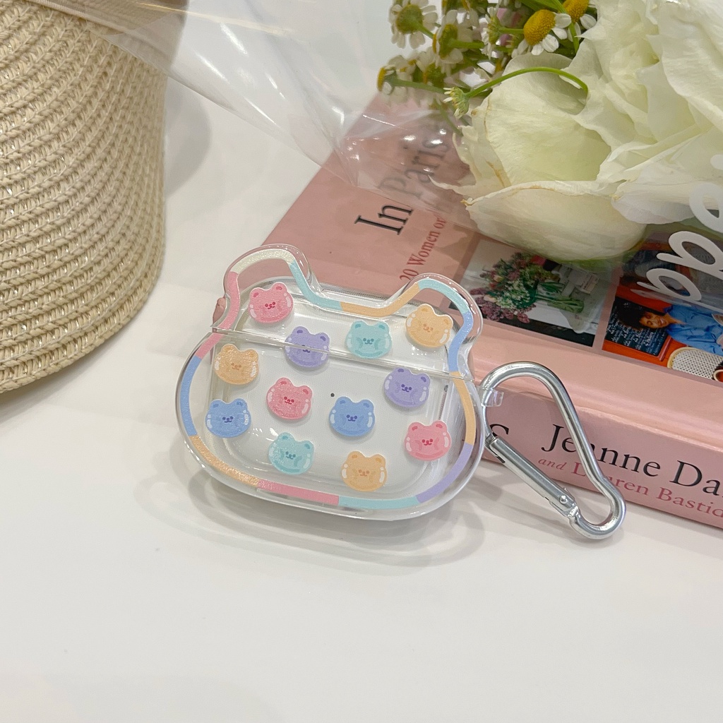 Vỏ Bảo Vệ Hộp Sạc Tai Nghe airpods 1 2 pro Bằng tpu Mềm Hình Đầu Gấu Màu Sắc