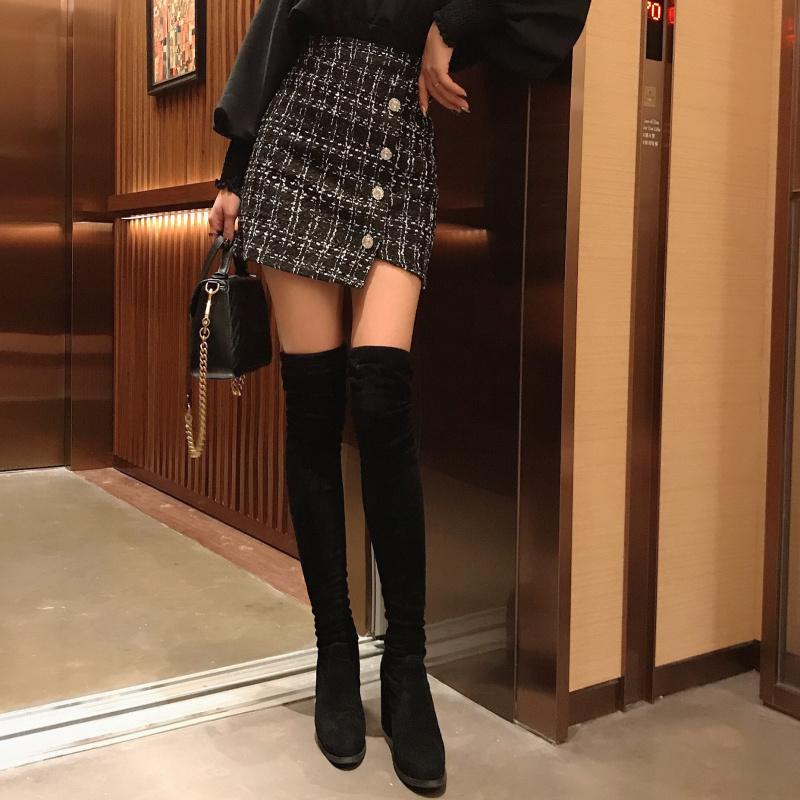 Xiaozhainv Chân Váy Chữ A Họa Tiết Sọc Caro Phong Cách Hàn Quốc | BigBuy360 - bigbuy360.vn