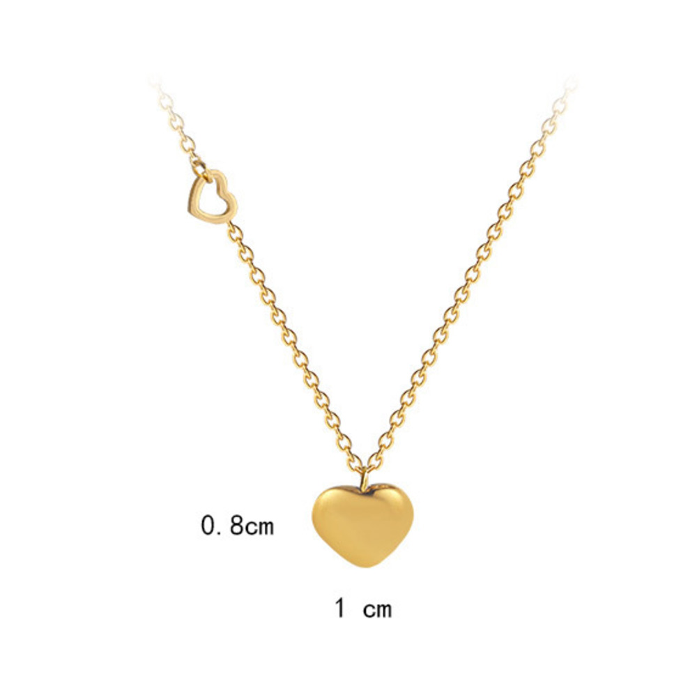 Titanium steel two heart hollow necklace design heart clavicle chain