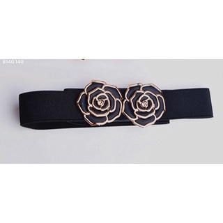 Dây belt thời trang nhật vy bảng nhỏ hoa hồng đen - b140