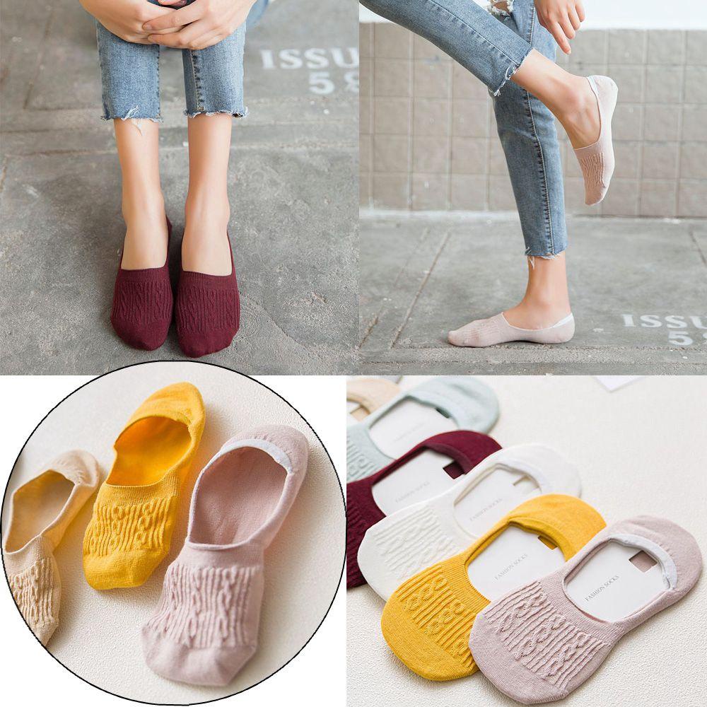 BEAUTY Tất Thuyền Cotton Thoáng Khí Chống Trượt Thời Trang Cho Nữ