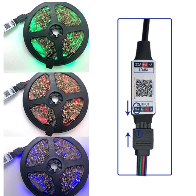 Thanh Điều Khiển Đèn LED Hồng Ngoại 5M 24 Phím Không Dây 5-12v Cho 5050 3528 5054