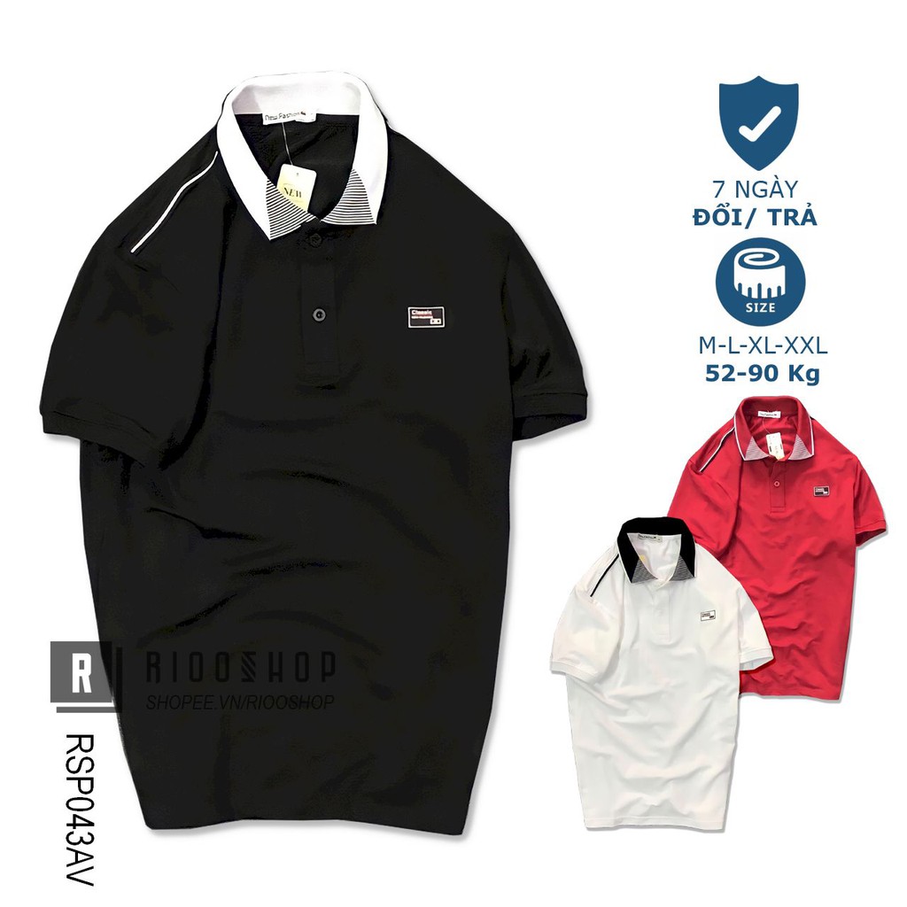 Áo phông nam có cổ cao cấp Men Classic đơn giản thanh lịch RSP043AV - áo thun nam form rộng Riooshop