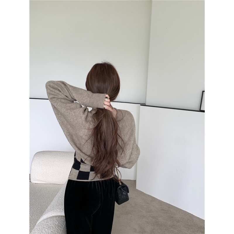 Set áo len chui đầu tay dài phối quần dài lưng cao phong cách Trung Hoa thời trang thu đông mới