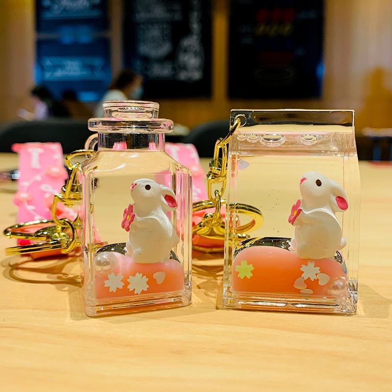 Móc Khóa Kim Tuyến Nước Hình Thỏ Dễ Thương