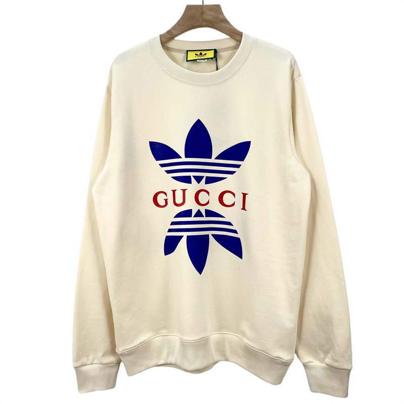 Gu co Áo sweater Cổ Tròn In logo adidas Phối Màu Tương Phản Thời Trang Cổ Điển Cho Cặp Đôi