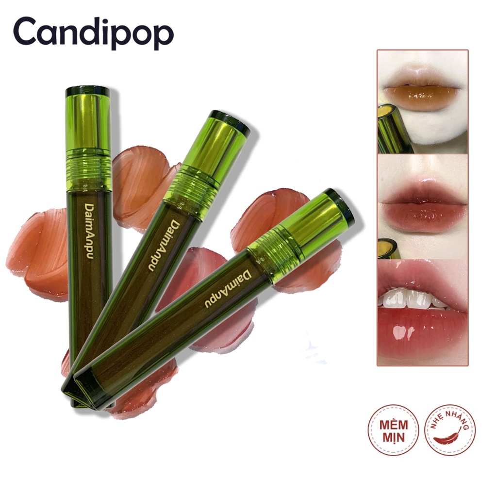 Son bóng Daimanpu ánh nước long lanh dưỡng ẩm cho môi mềm mịn Candipop