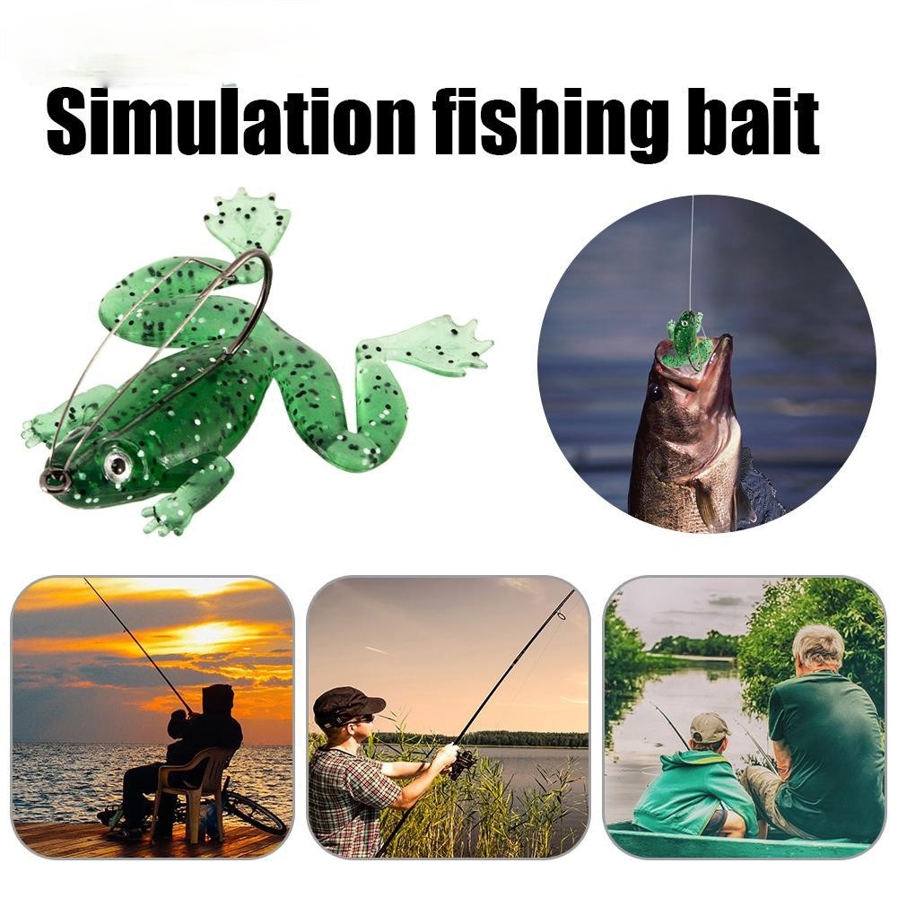 Bộ 3 Mồi Câu Cá Giả Hình Ếch 3d Bằng Silicon Mềm Có Thể Xoay Được