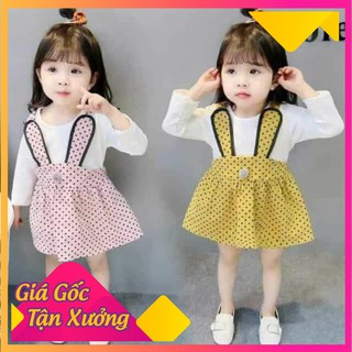 Xả Lũ  Váy thỏ chấm bi kèm áo dài tay cho bé gái siêu hot bongkids.store