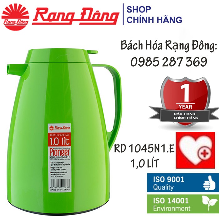 Phích Nước Rạng Đông 1 Lít Cao Cấp, Pha Trà, Có Nút Ấn Rót Nước