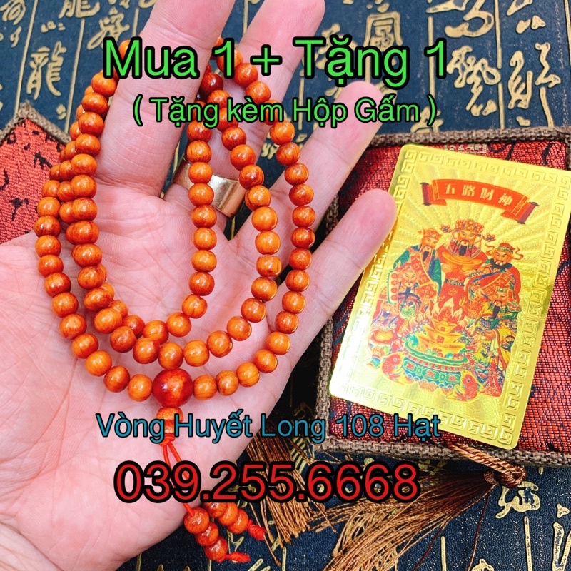 Vòng Tay Huyết Long - Chuỗi Vòng Tay Huyết Long 108 Hạt tặng kèm Hộp gấm
