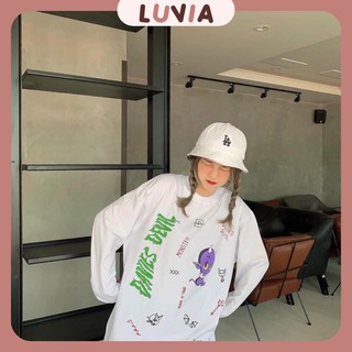 Áo Sweater Form Rộng bo gấu vải nỉ bông in hình siêu cute cho nữ áo nỉ Oversize