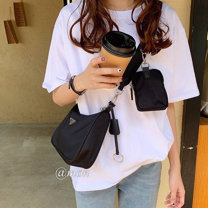 200860 TÚI CHÉO DÙ + TÚI BÉ - ĐEN - SIZE 16*26CM | BigBuy360 - bigbuy360.vn