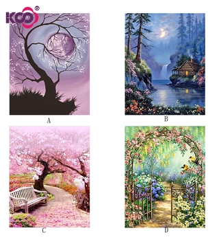 Bộ tranh đính đá 5D tự làm 30x40cm hình phong cảnh/mặt trăng/cây cảnh trang trí nhà cửa