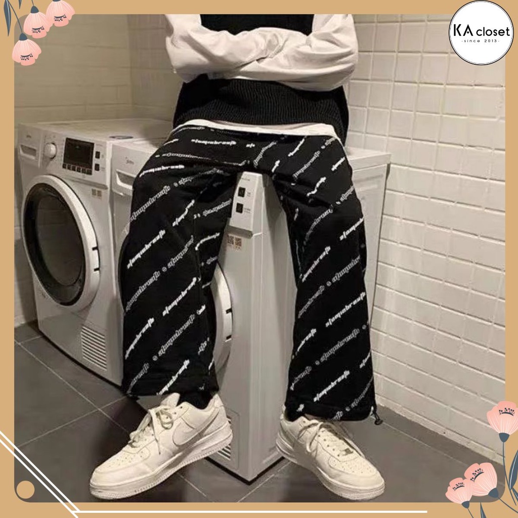 🆕Quần jogger chữ chéo KA Closet chất nỉ ngoại hàng dầy nặng tay, có chốt gấu điều chỉnh, from ống rộng HOT
