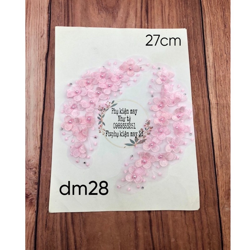 cặp ren thêu hoa 3d nhí xinh xắn 27cm