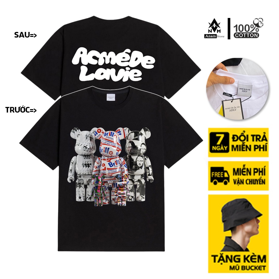 Áo thun bearbrick 5 cotton 100% chính phẩm, form oversize, chuẩn hàng xịn, full tem mạc, Anam Store