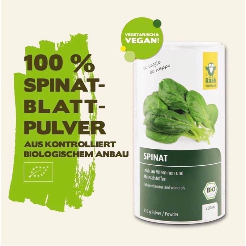 Bột cải bó xôi (spinat) hữu cơ Raab - 210g